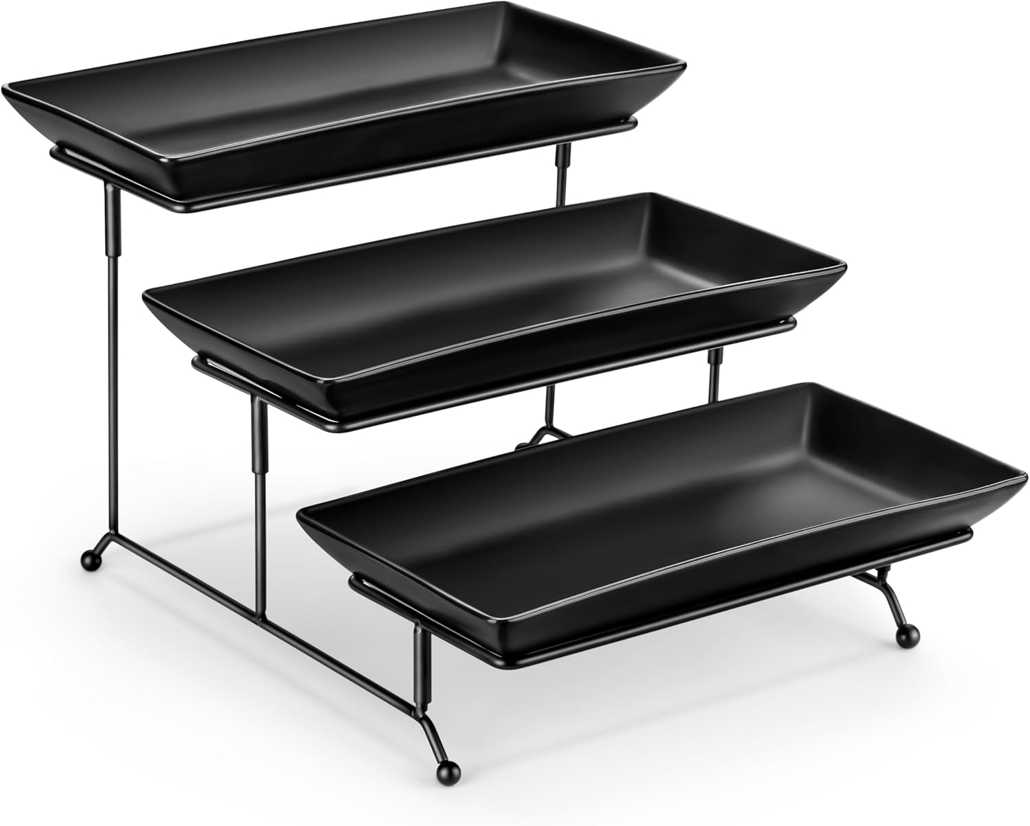 MALACASA 3 Tier Serving Trays for Party, Stoneware Serving Platters and Trays, 12 Inch Tiered Tray