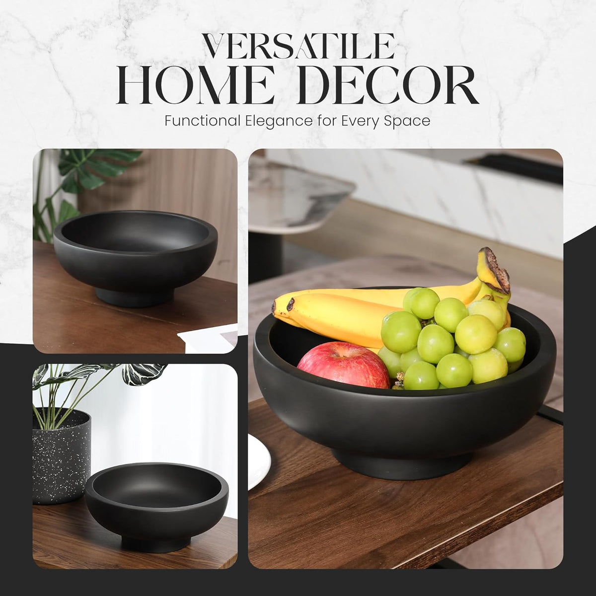 Concrete Fruit Bowl – Large Decorative Pedestal Bowl for Kitchen Counter, Entryway, or Coffee Table