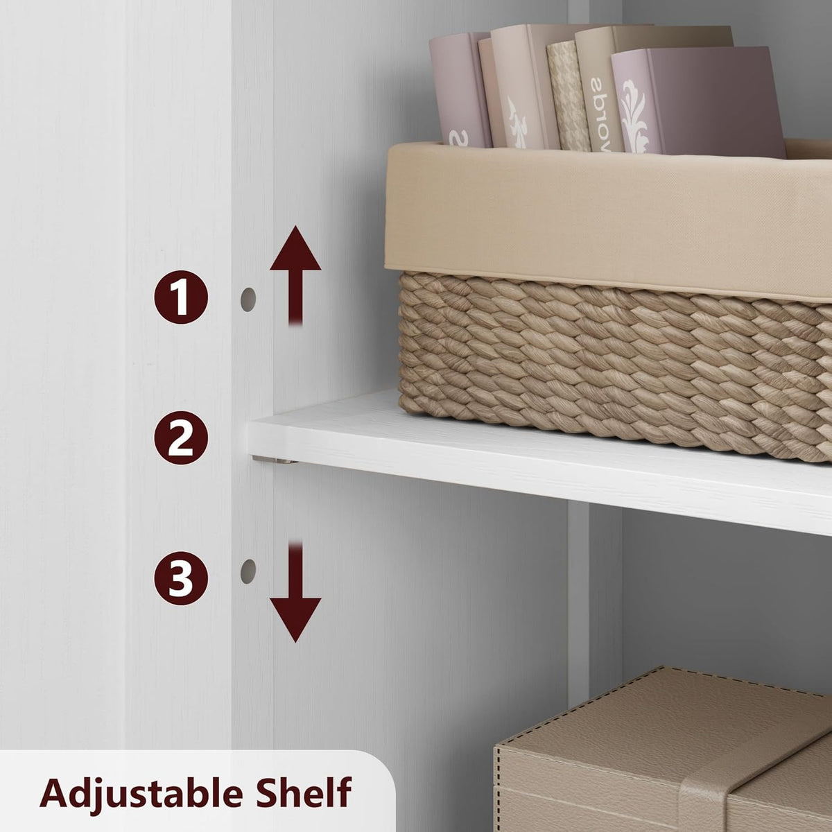 GarveeHome 54in Tall Bathroom Cabinet, Farmhouse Storage Cabinet with Glass Doors and Adjustable