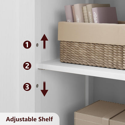 GarveeHome 54in Tall Bathroom Cabinet, Farmhouse Storage Cabinet with Glass Doors and Adjustable