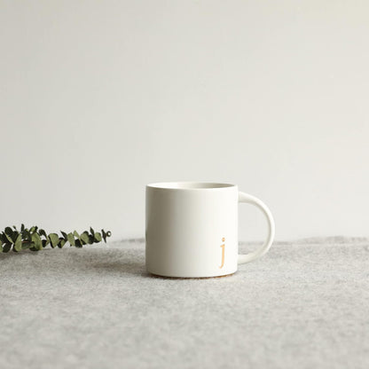 COLLECTIVE HOME - Monogram Ceramic Mugs, 15 oz Golden Initial Coffee Cups, Elegant Alphabet Tea
