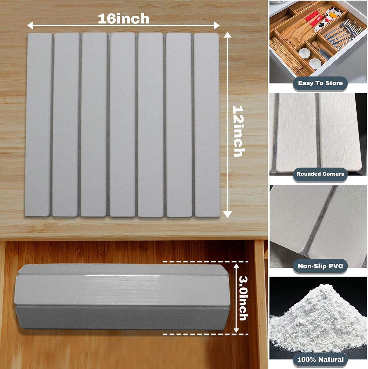 Large Stone Dish Drying Mats for Kitchen Counter, Quick Dry Absorbent Collapsible Dish Drying