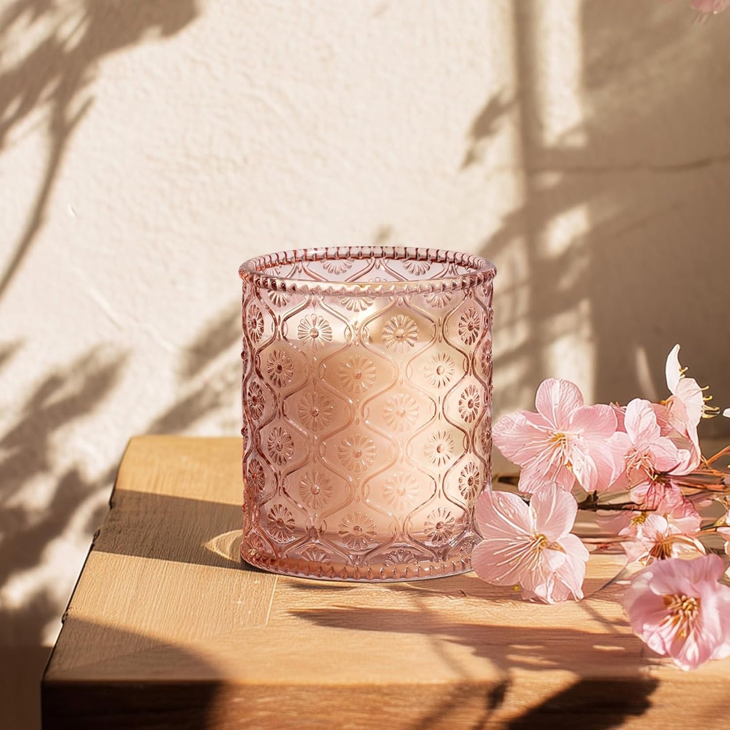 LA JOLIE MUSE Cherry Sakura Candle - Cherry Blossom, Rose, Sandalwood | 6 oz Natural Soy Wax | 40