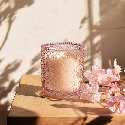 LA JOLIE MUSE Cherry Sakura Candle - Cherry Blossom, Rose, Sandalwood | 6 oz Natural Soy Wax | 40