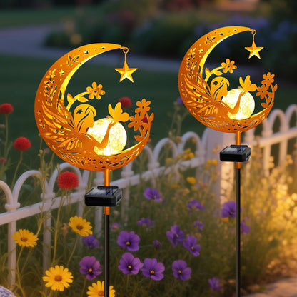 YJFWAL Garden Solar Fairy Lights Pathway Stake Lights Glass Globe with Moon Angel Decor, Gifts for