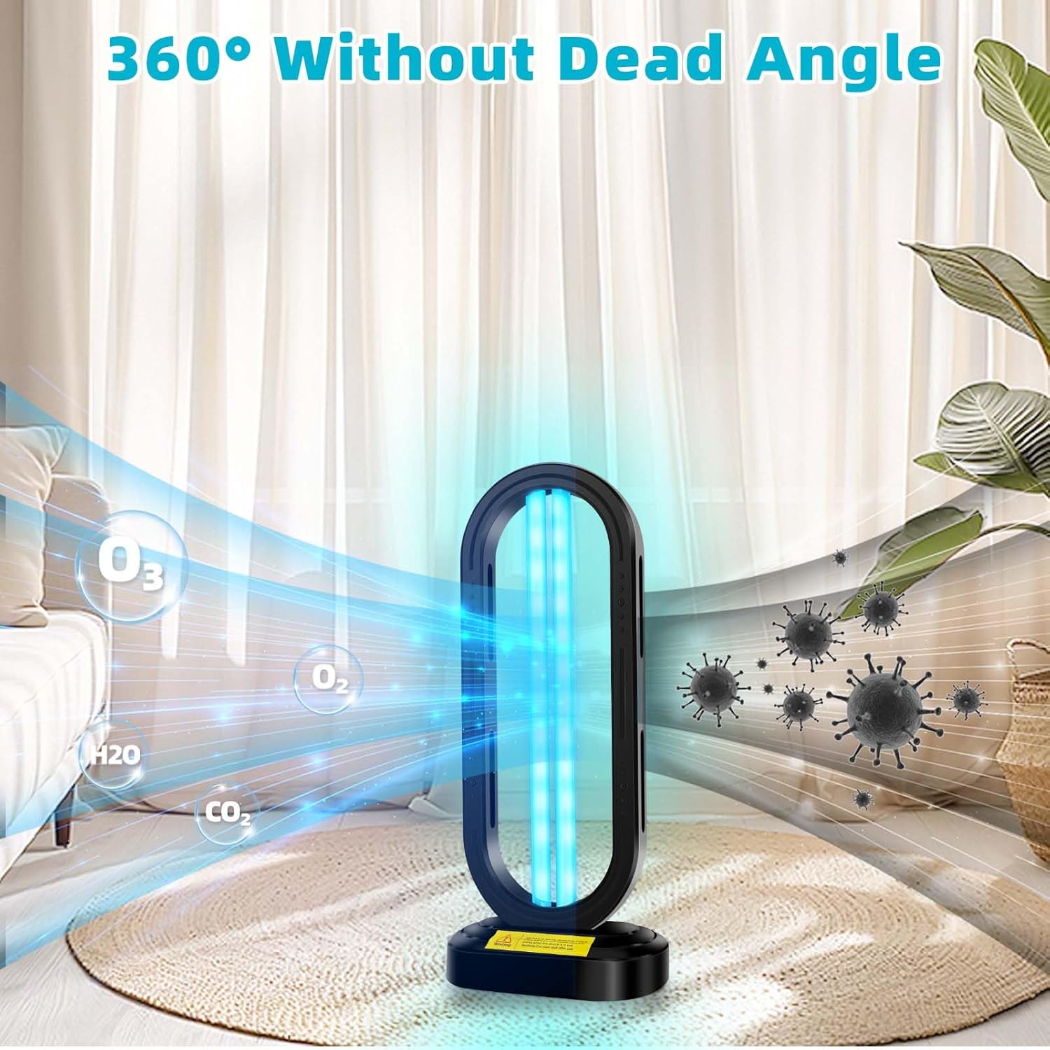 UV Light Sanitizer,4-Speed Timing and Remote Control UVC Home Disinfection Device,Portable
