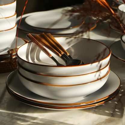 Stone Lain Brasa Modern Stoneware 16 Piece Dinnerware Sets, Plates and bowls Sets, Dish Set for 4