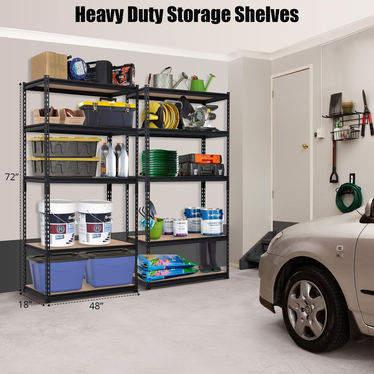 Towallmark Garage Shelving, 48 x18 x 72 Storage Shelves, Heavy Duty Storage Shelving, Durable
