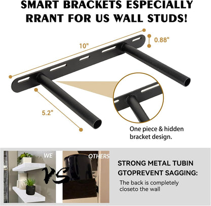 BGMG Wood Floating Shelves 16 inch Set of 2, Rustic Wooden Wall Mount Shelves for Bathroom Living