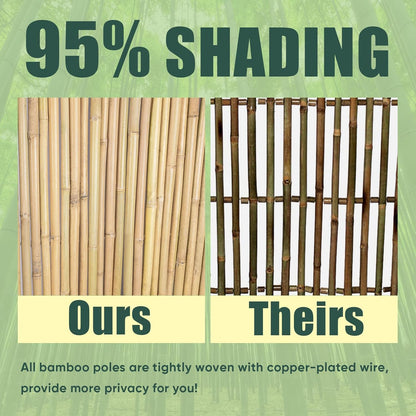 6Ft High x 8 Ft Long x 0.7In D Bamboos Screen, Natural Bamboo Fence Rolls, Eco-Friendly Bamboo