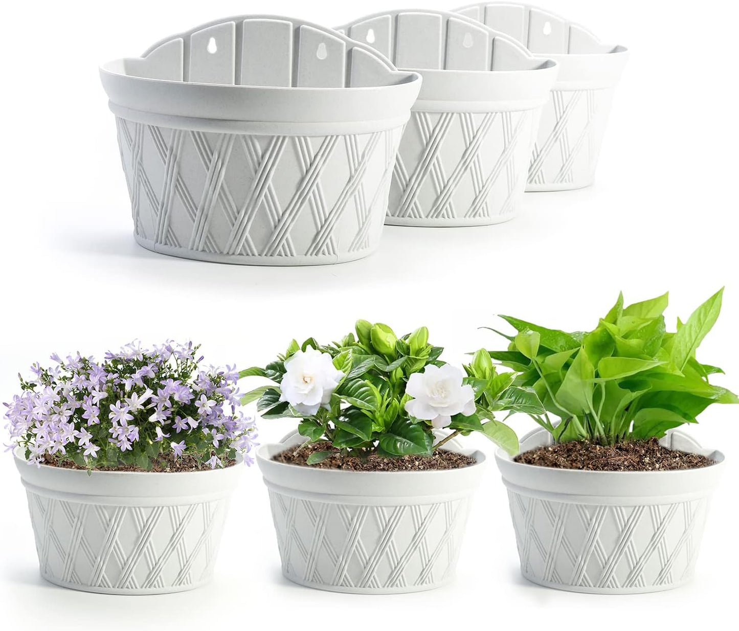 Sungmor Wall Hanging Planters,11.5 Inch Hanging Flower Pots for Railing Fence - Indoor Outdoor