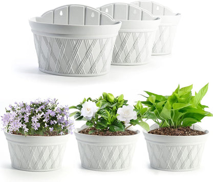 Sungmor Wall Hanging Planters,11.5 Inch Hanging Flower Pots for Railing Fence - Indoor Outdoor