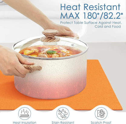 MANSPHIL Orange Cloth Placemats Set of 6, Double Layer Faux Linen Place Mats Heat Resistant