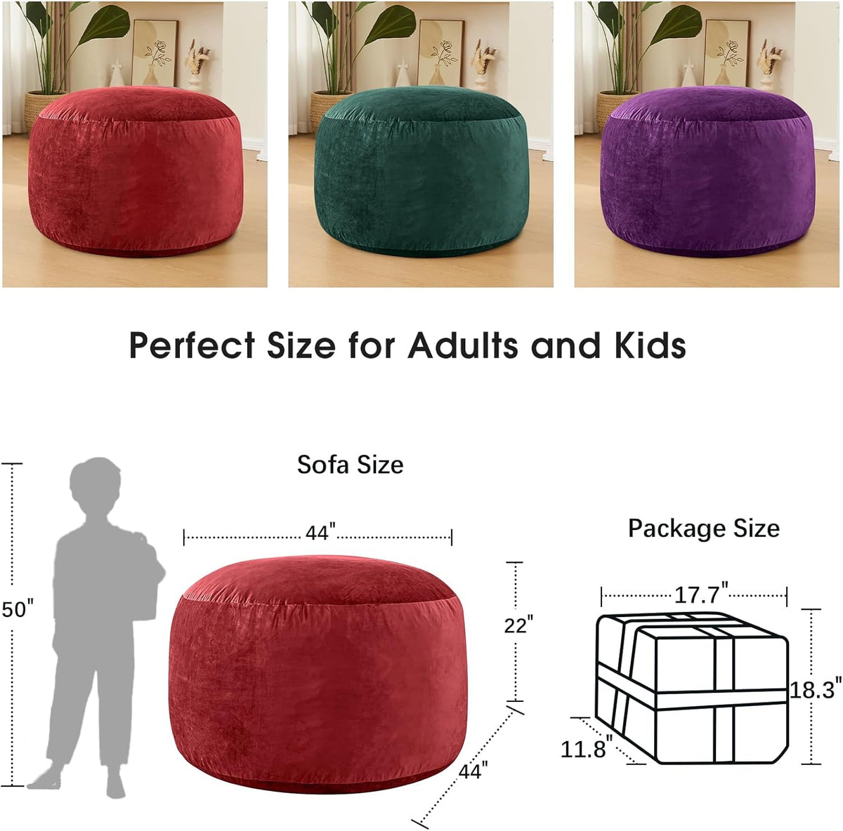 Bean Bag Chairs for Adults - Memory Foam Furniture BeanBag Chair - Kids/Teens Sofa with Soft Micro