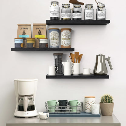 BAYKA Floating Shelves for Wall, 22.5 inches Wall Mounted Rustic Wood Shelves for Bathroom