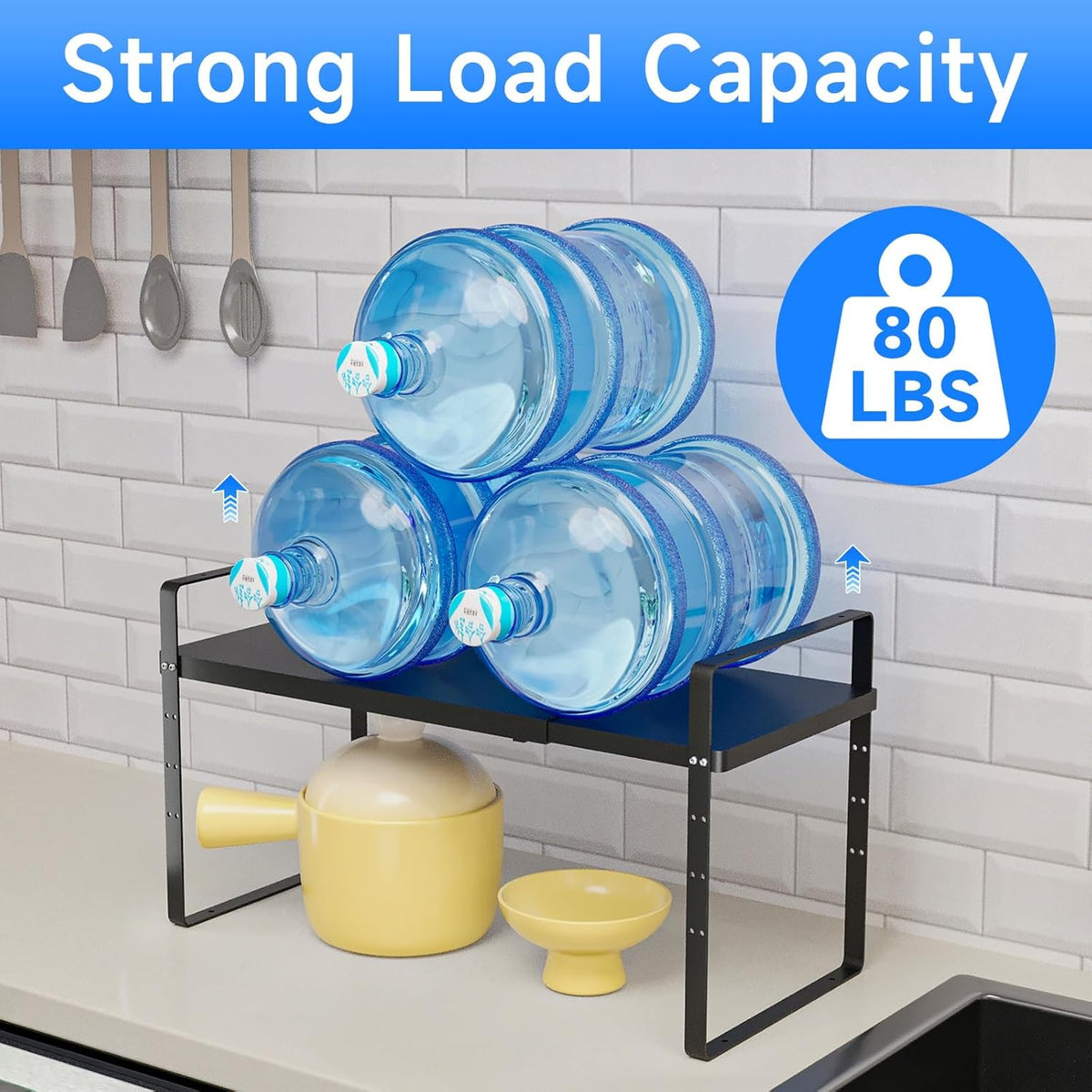 Expandable Cabinet Shelf Organizer, Stackable Kitchen Pantry Counter Storage, Adjustable Closet
