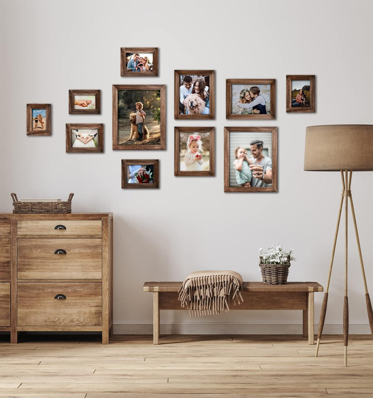 Yaetm 5x7 Picture Frame Distressed Wood, Rustic Solid Wood Photo Frame 5 x 7, Display for Tabletop
