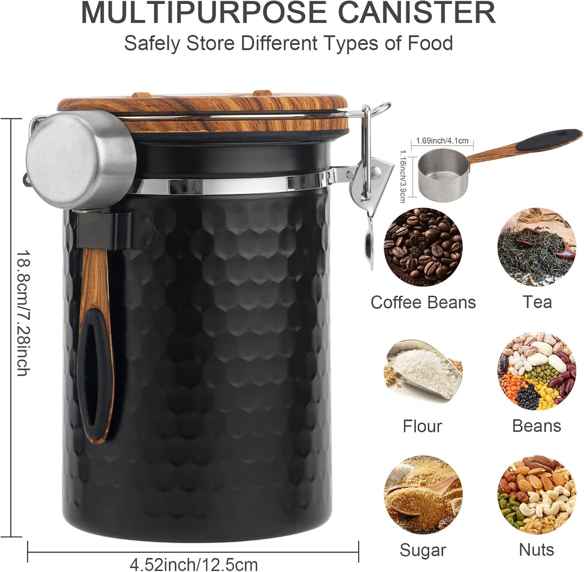 TEDSWAIT Coffee Canisters Airtight Coffee Bean Storage Container Kitchen Stainless Steel Food