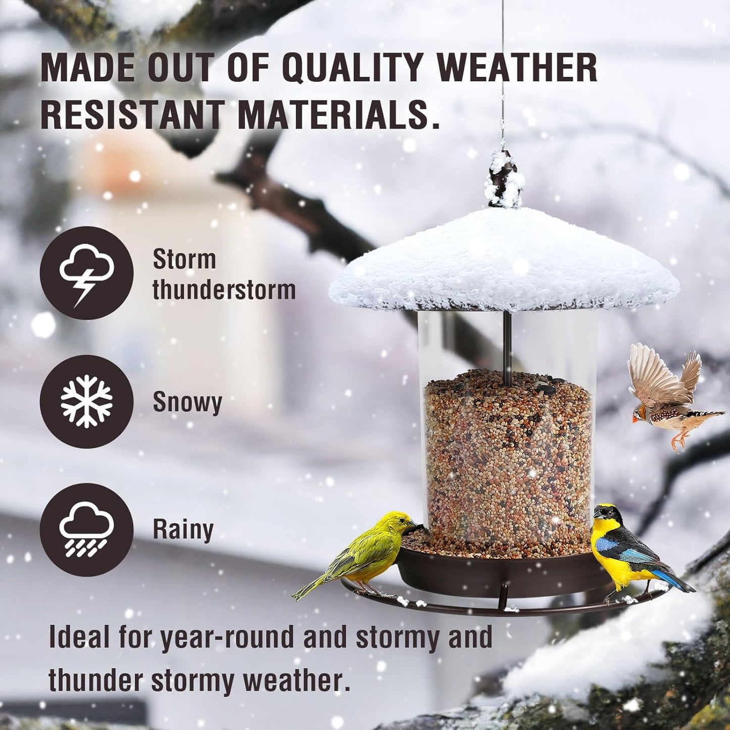 Metal Bird Feeder for Outdoors Hanging,3.0LB Seed Feeder,Easy to Fill & Clean,360°