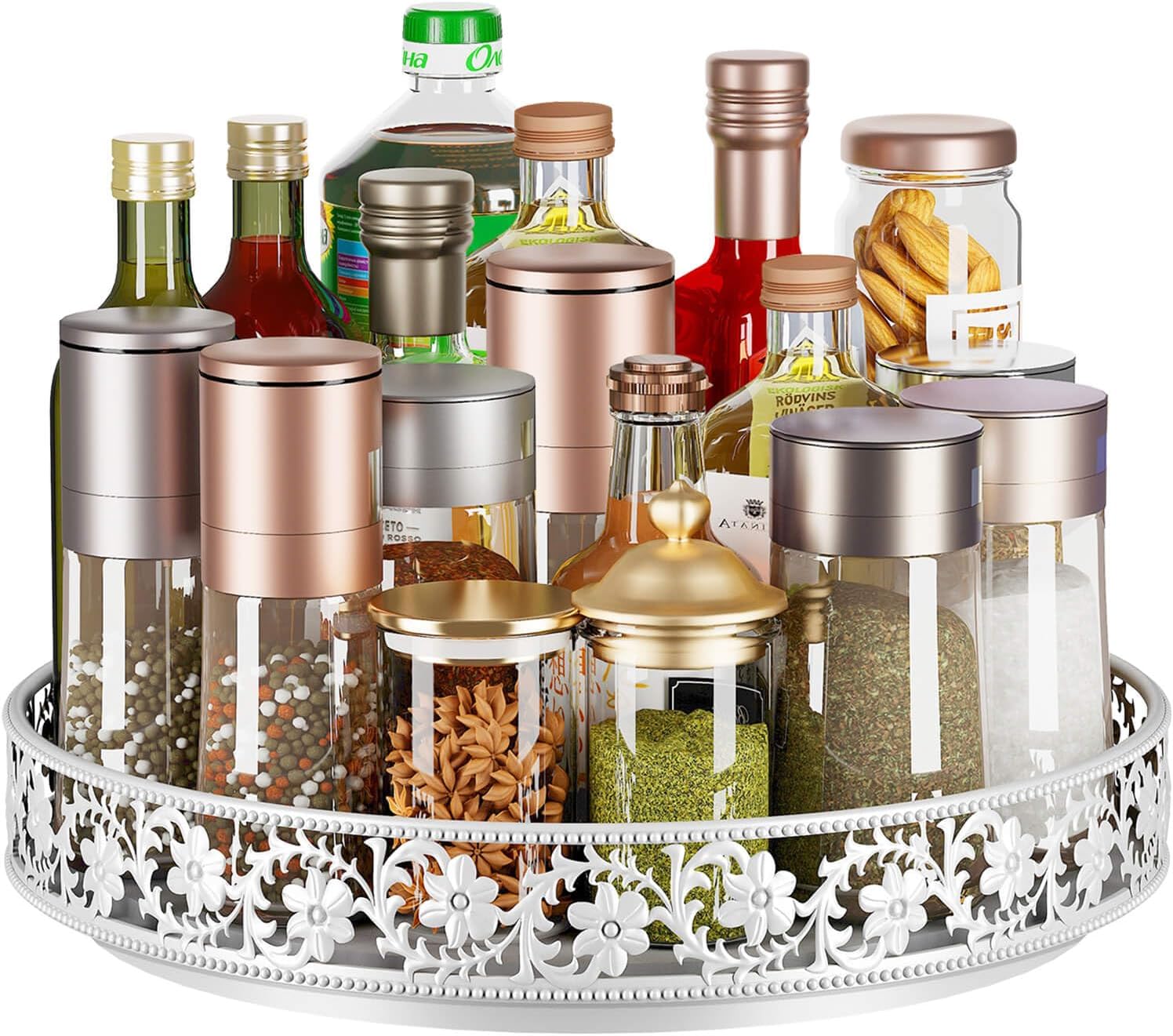 Lazy Susan Turntable Organizer, 13 inch Large Rotating Spice Rack Lazy Susan for Dining Table Top