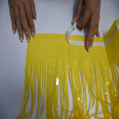 BRAVESHINE Foil Fringe Curtain Backdrop - 2 Pack Yellow Tinsel Photo Booth Backdrop Party Streamers