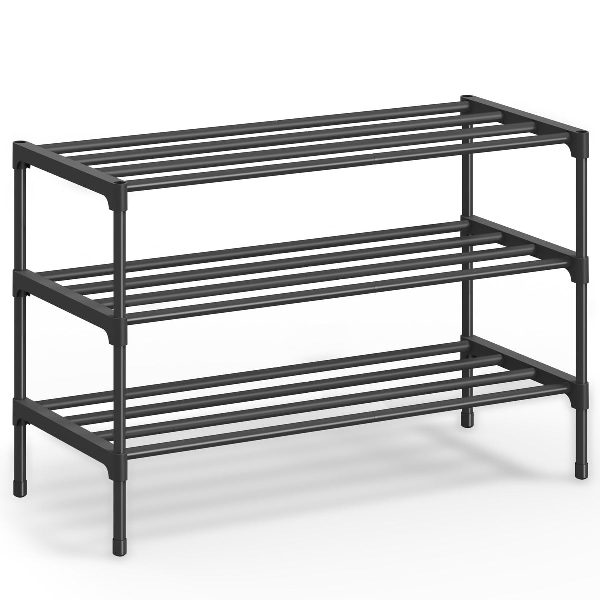SONGMICS 3-Tier Shoe Rack, Stackable Compact Metal Shoe Storage Organizer