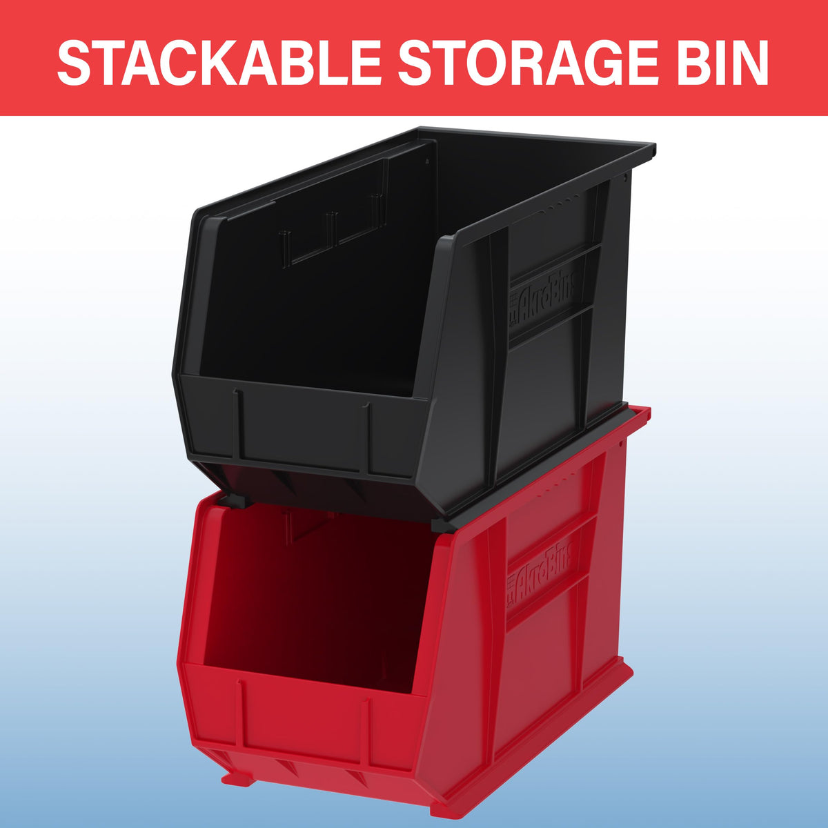 Akro-Mils 30265 AkroBins Plastic Storage Bins, 18"x8.25"x9", Red, 6-Pack