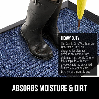 GORILLA GRIP 100% Waterproof All-Season WeatherMax Doormat 35x23, US Designed Natural Rubber, Stain