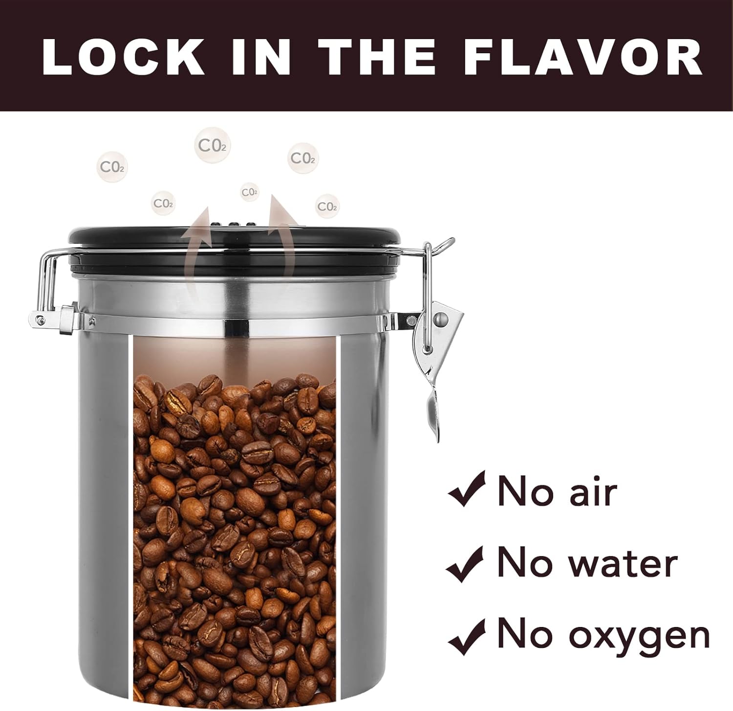ShanSon Coffee Canister Airtight Stainless Steel Kitchen Food Storage Container with Date Tracker
