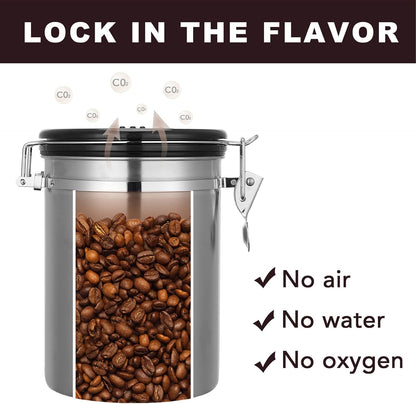 ShanSon Coffee Canister Airtight Stainless Steel Kitchen Food Storage Container with Date Tracker