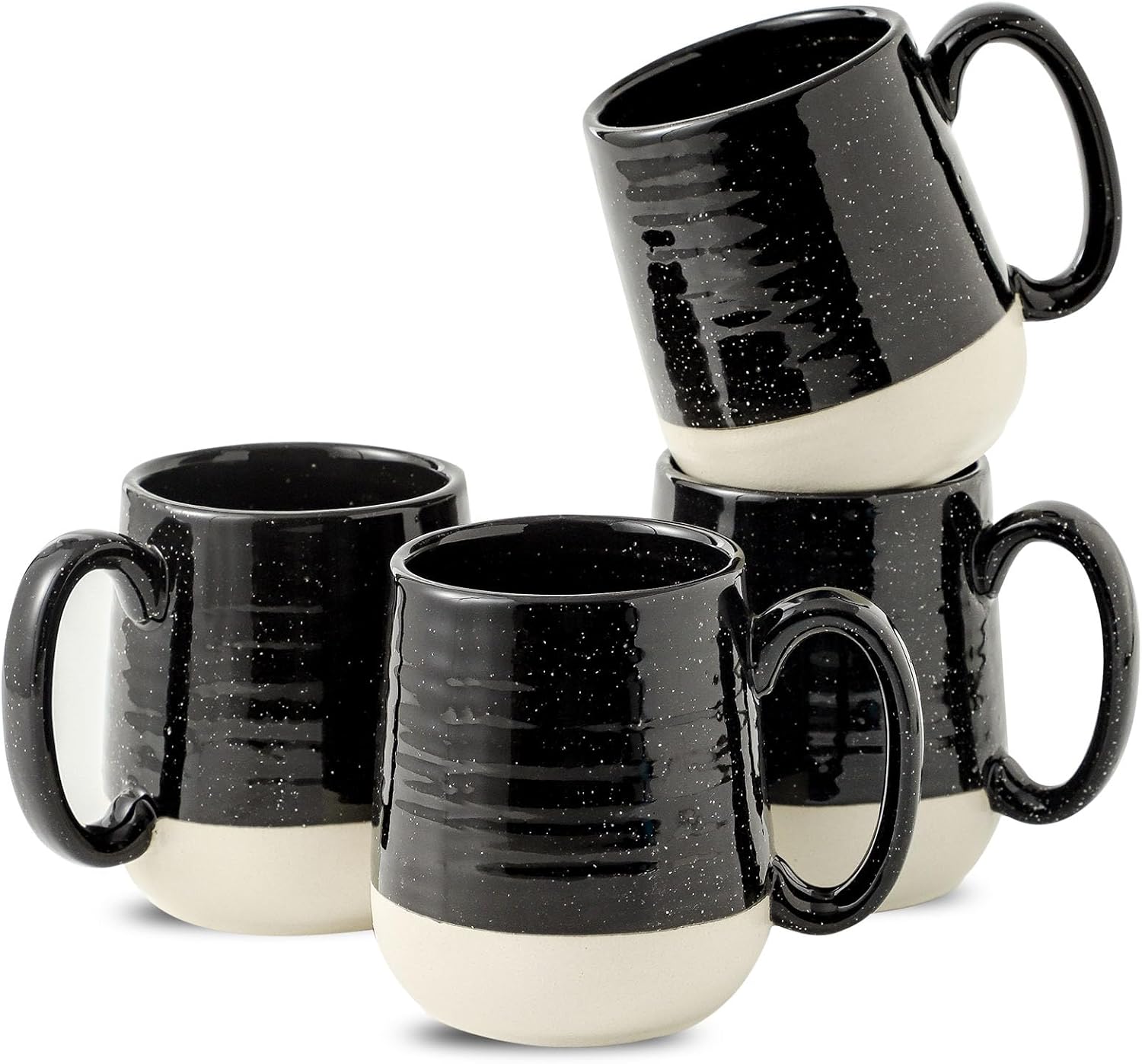 Hasense Ceramic Coffee Mugs Set, 15 oz Large Coffee Cups Set of 4, Tea Cups with Handle for Men and