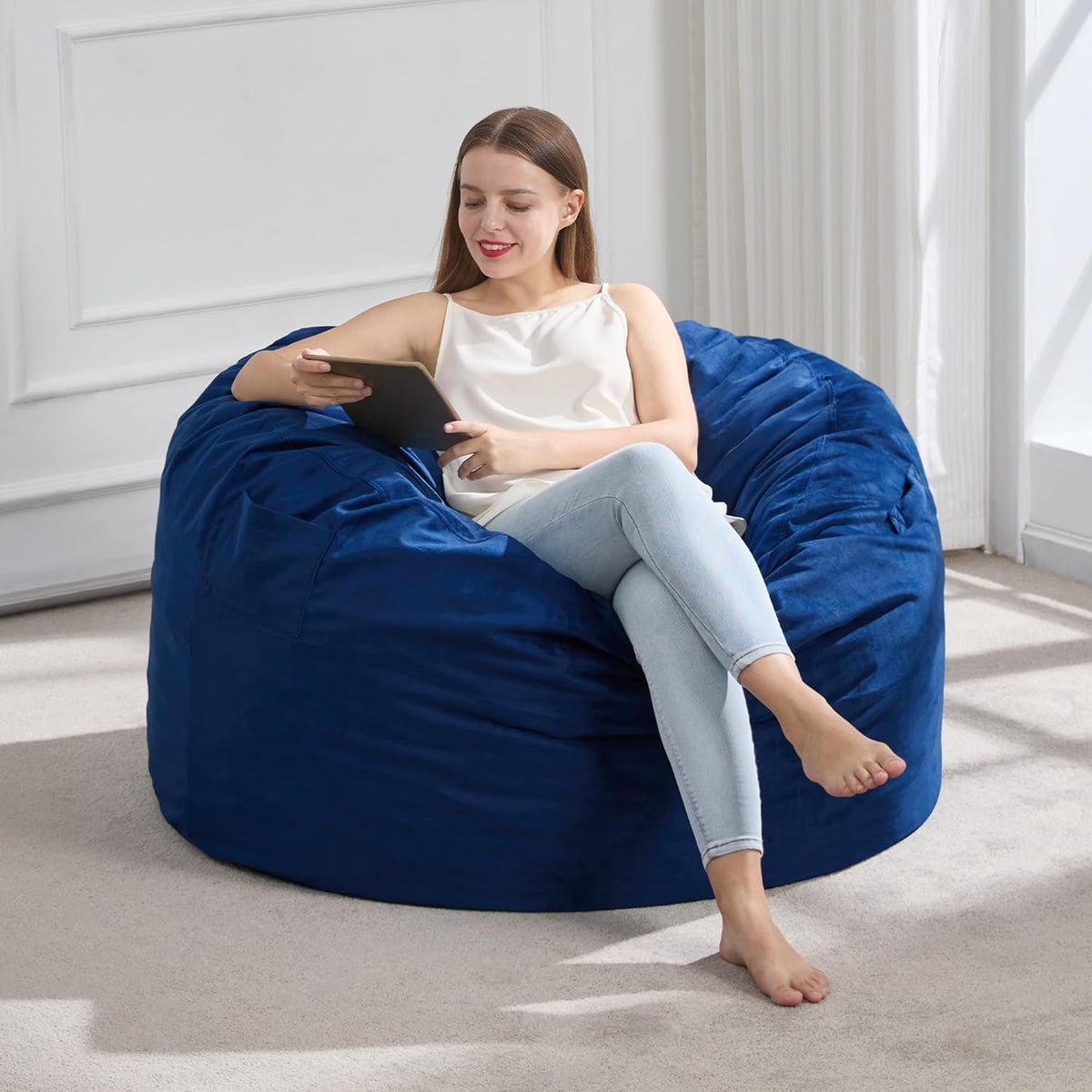 Hobestluk 3FT Bean Bag Chair Giant Bean Bag Chairs for Adults Large Bean Chairs with Removable