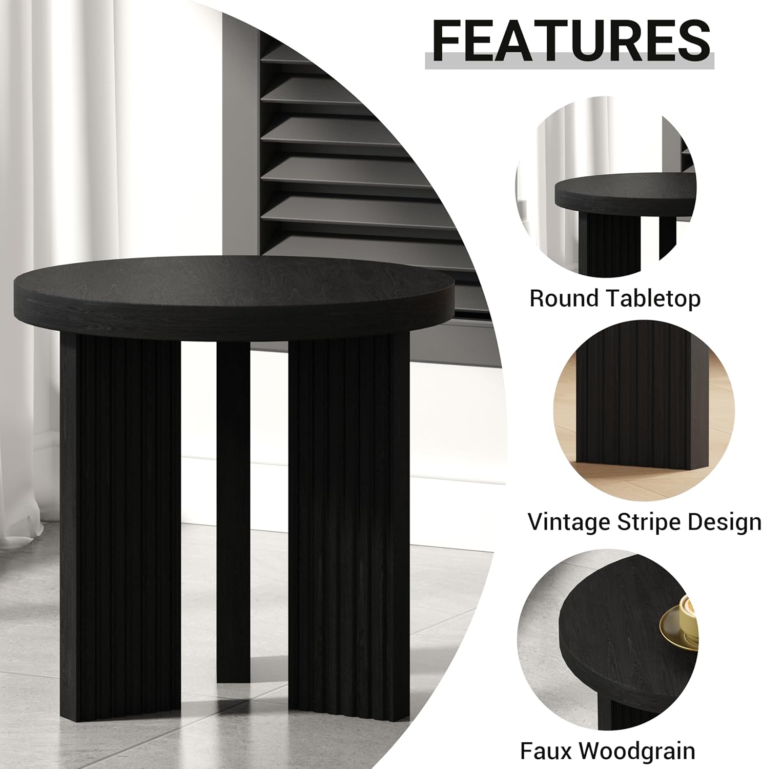 Small Round Side Table, 17.52" Coffee Table with Smooth Thick Mesa, Circle End Table with X Shaped