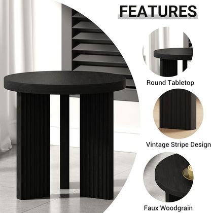 Small Round Side Table, 17.52" Coffee Table with Smooth Thick Mesa, Circle End Table with X Shaped
