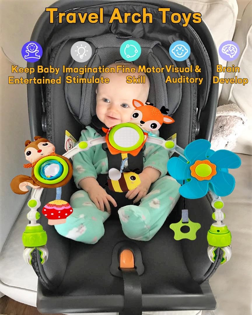 Baby Stroller Arch Mobile, Adjustable Musical Cirb Mobile Toys with Universal Clamps, Versatile