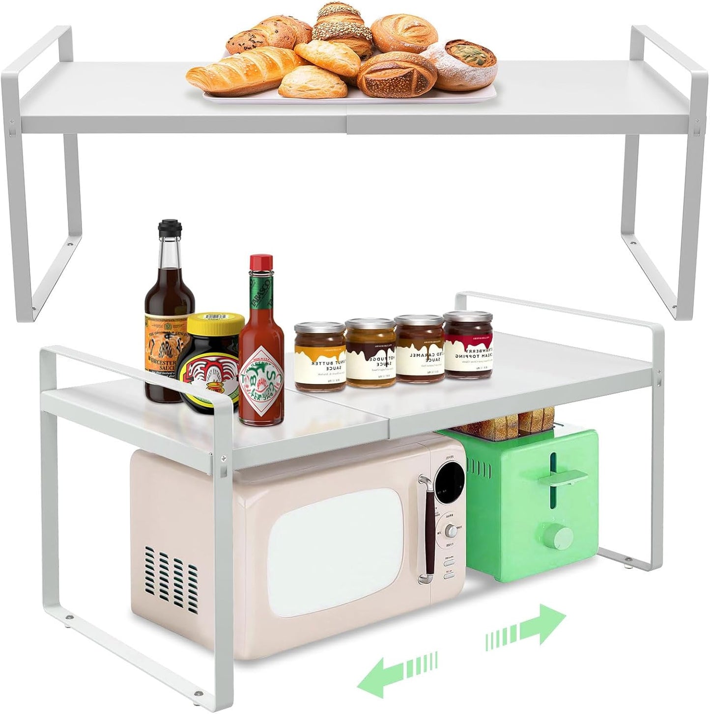 Cabinet Shelves Organizer for Kitchen 11", Expandable Shelf with Adjustable Length, Metal