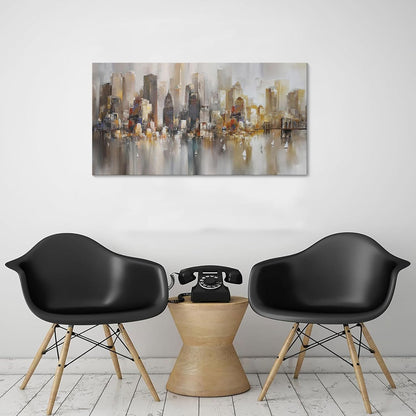 New York City Wall Art - Modern Abstract Wall Art for Living Room, Office & Bedroom Cityscape &
