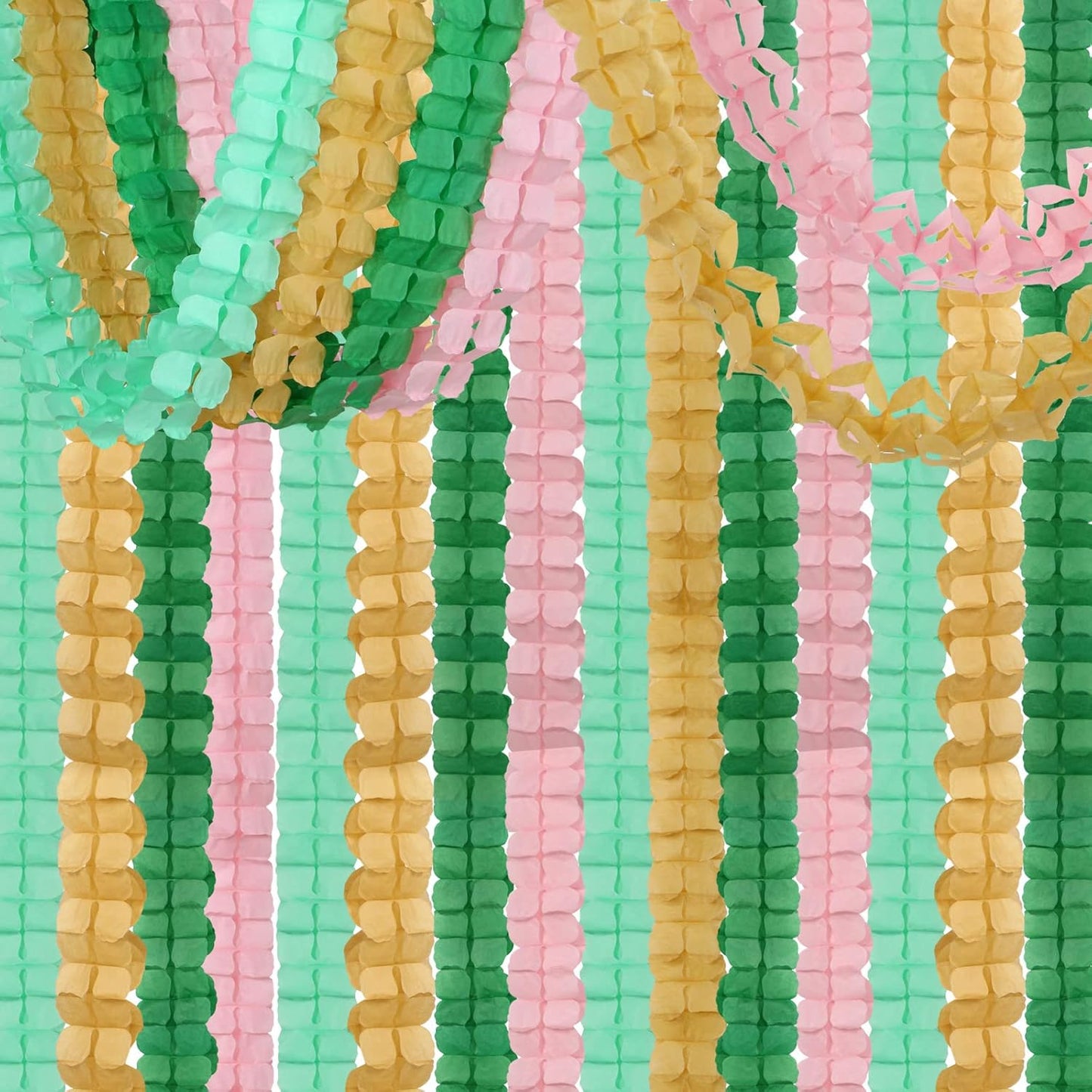 Sage-Green Pink-Gold Party-Decorations Streamers Garland - 12pcs 4-Leaf Clover Paper Streamer