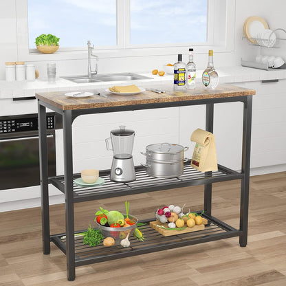 Ecoprsio Small Console Table, Sofa Table with Double Mesh Shelves, Industrial Entryway Table for