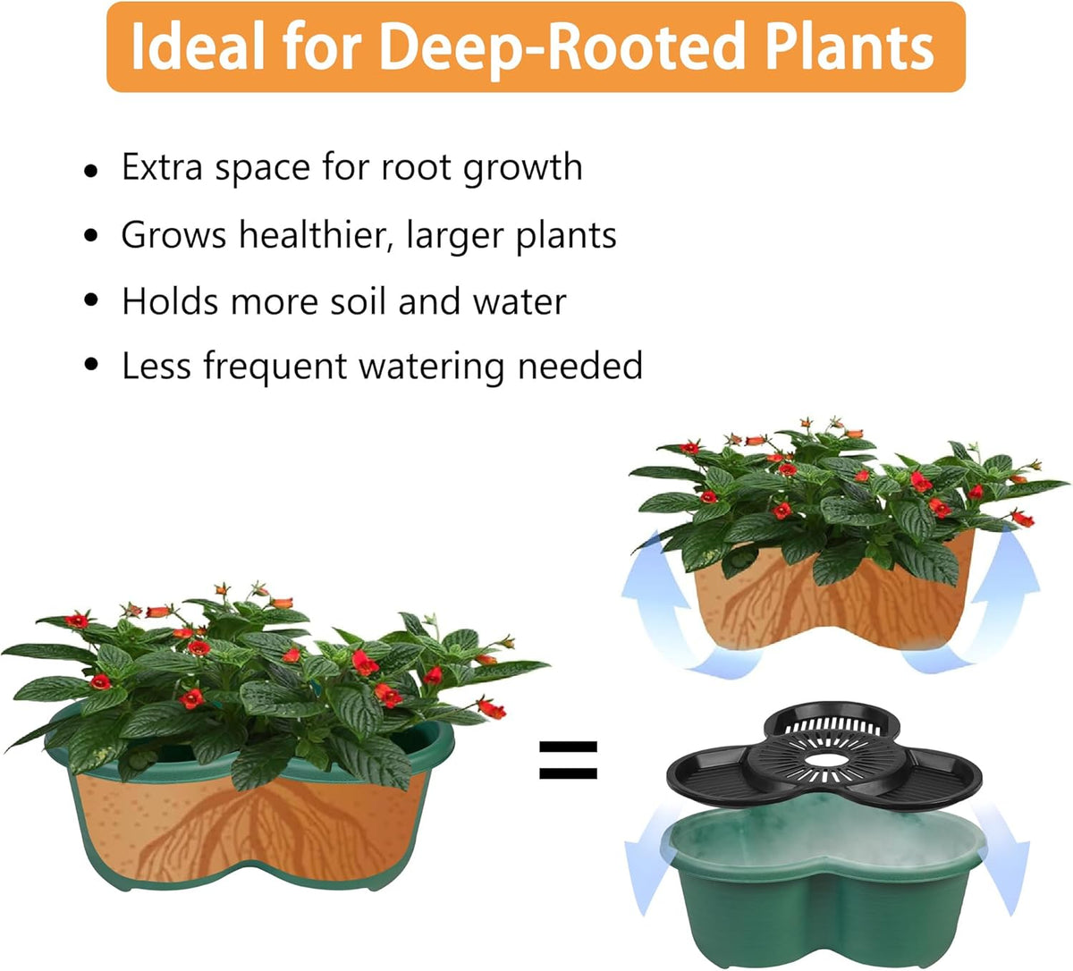VECELO 5 Tier Vertical Garden Planter, Self Watering Stackable Planters with Wheels for