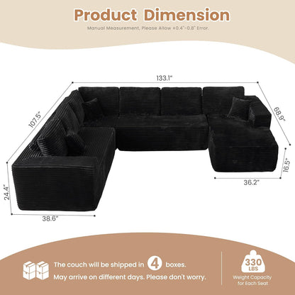HOOOWOOO Cloud Sectional Couches for Living Room,Modular Sectional Sofa No Assembly,133X108 Inch