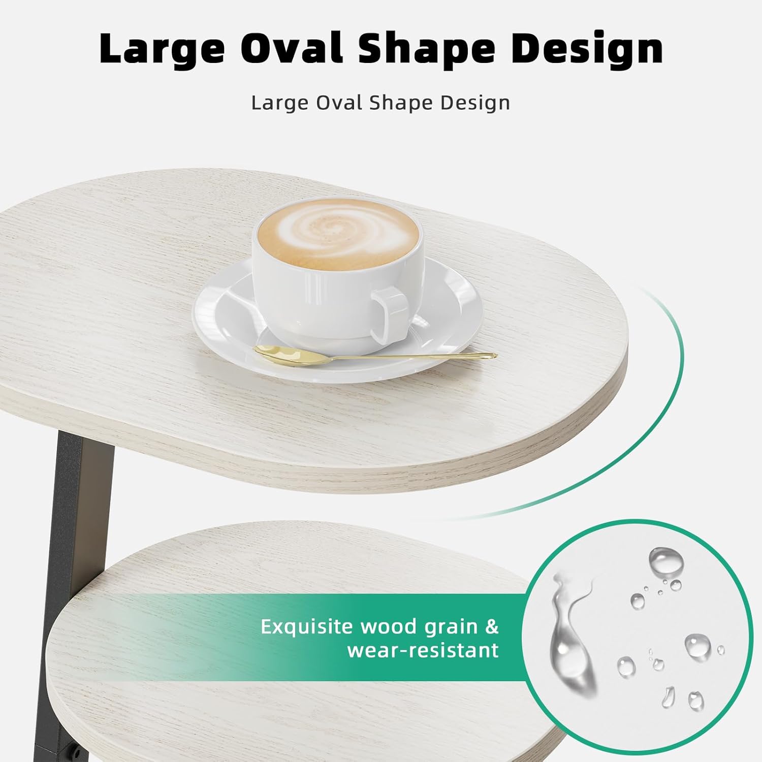 Side Table, Small End Table with Metal Frame, 3-Tier Bedside Tables, Round Side Tables for Living