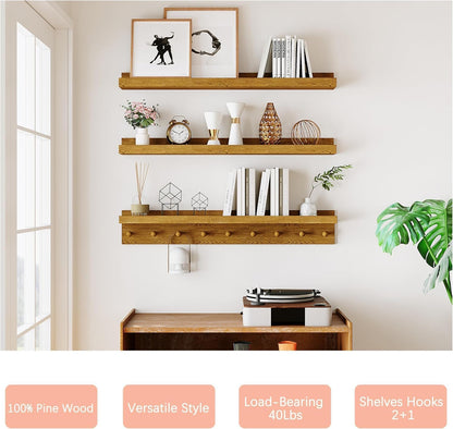 MBYD Floating Shelves 36 Inch, Nursery Book Shelves for Kids Room, Hanging Bookshelf with Hooks Set