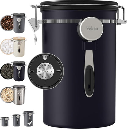 Veken Coffee Canister, 39OZ Large, Airtight Stainless Steel Food Storage Container for 2.2lbs