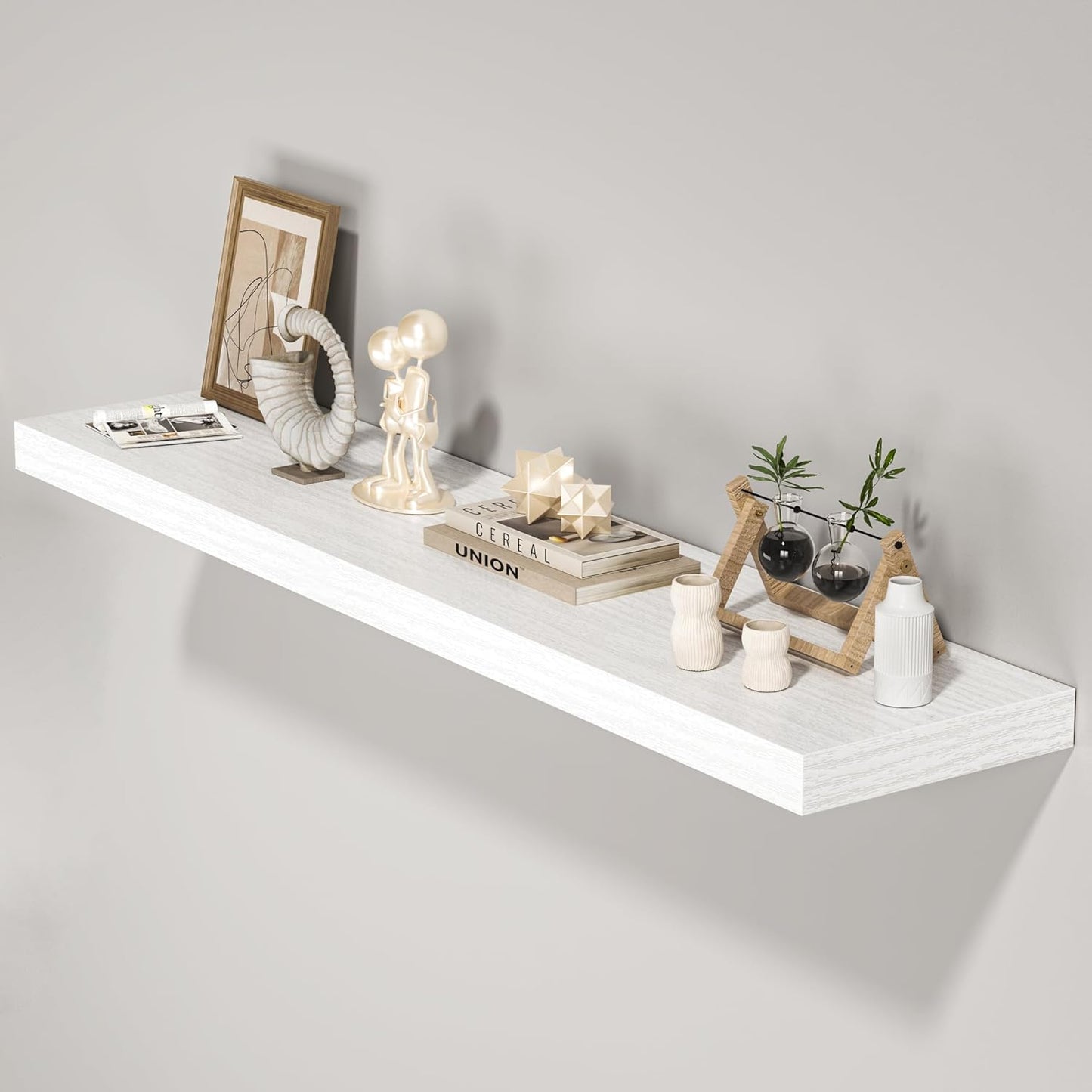 Floating Shelves for Wall,48" W x 9.3" D x 1.5" H, Wooden Wall Mounted Display Shelves with