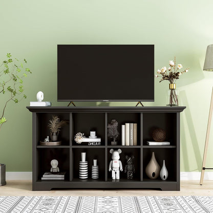 Cube Shelf Bookcase with Base - Wooden 2 Tiers Floor Standing Low Storage Cabinet for Home and