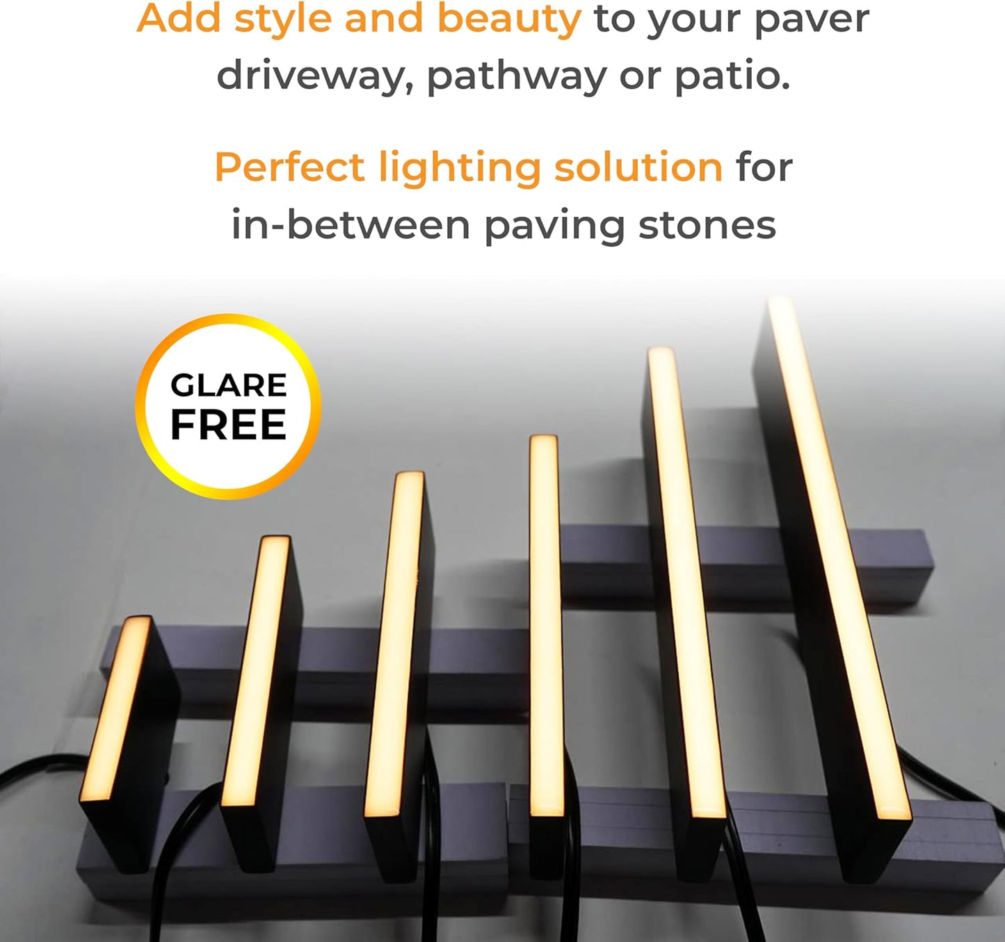 LUMENGY Paver Light Slim 0.5x16 Inch Glare-Free 2700K Warm White, Steel Brick Lighting for Pavers