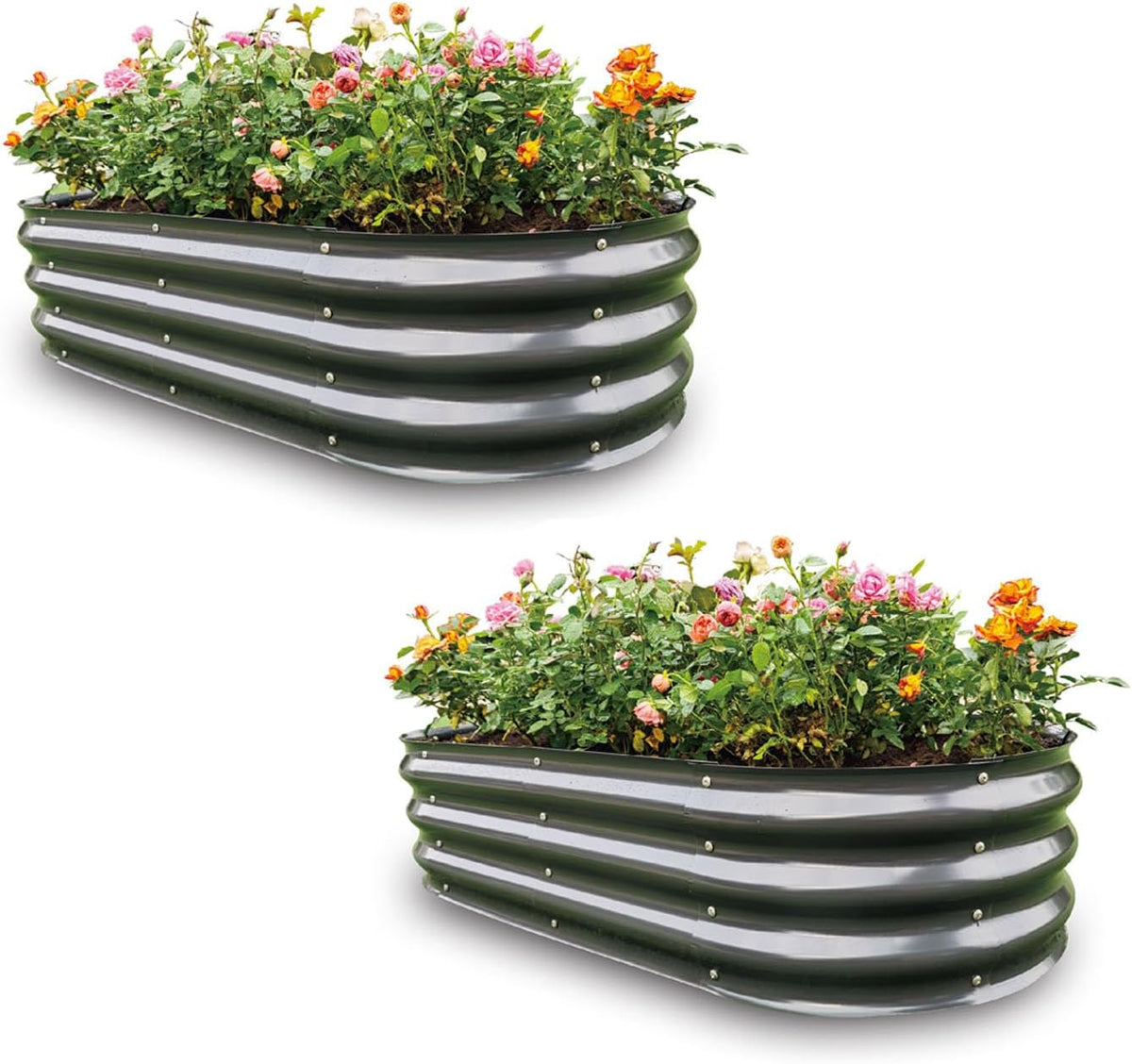 Gardmax 2 Pack Galvanized Raised Garden Bed, Lightweight Planter Boxes Outdoor with Easy Assembly