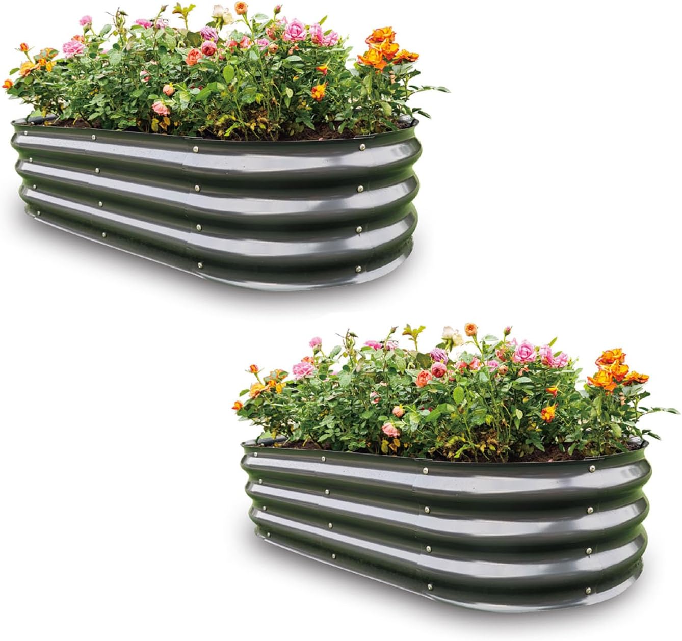 Gardmax 2 Pack Galvanized Raised Garden Bed, Lightweight Planter Boxes Outdoor with Easy Assembly