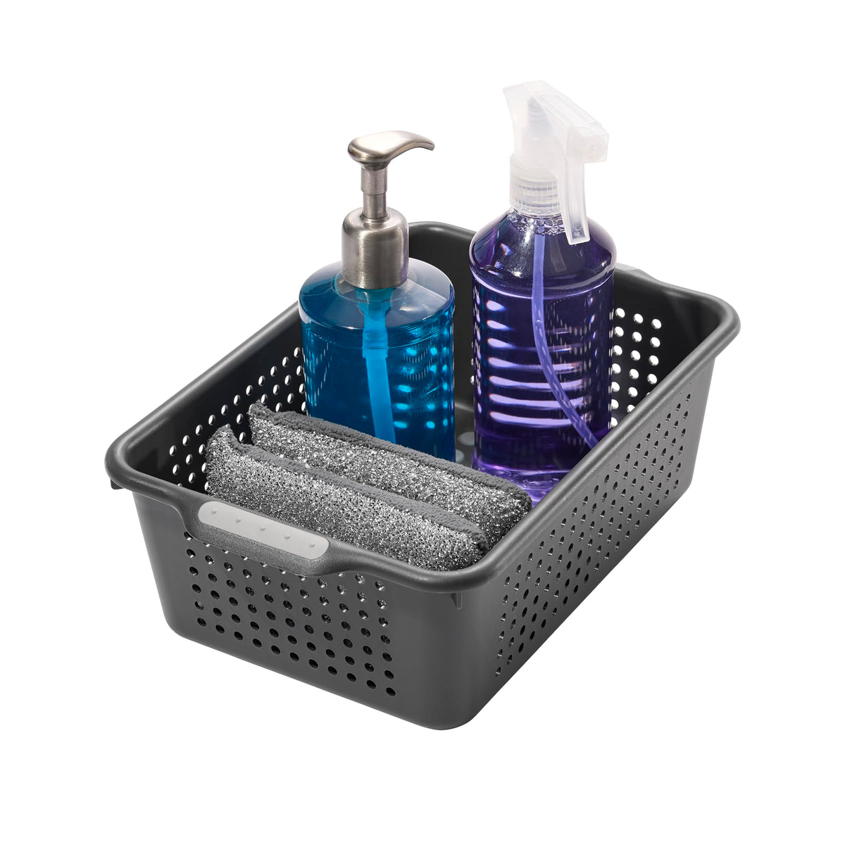 madesmart Classic Storage Basket with Soft Grip Handle, Granite